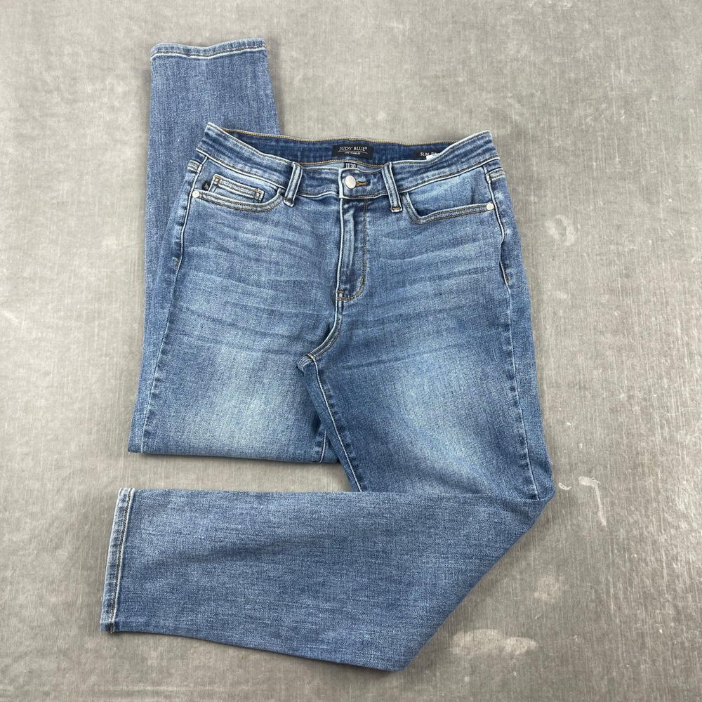 Judy Blue Women 11/30 Blue Slim Fit Jeans Medium Wash Stretch Denim